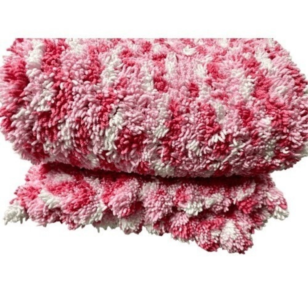 Pink‎ & White High Pile Handmade Baby Toddler Throw Blanket Fuzzy Winter Thick